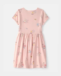 Girls Easter Floral Short-Sleeve Dress - Pink