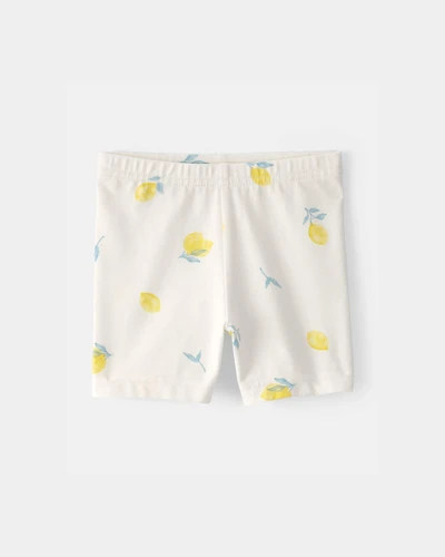 Baby Girl Lemon Bike Shorts - Cream