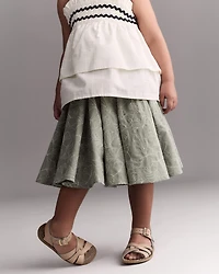 Toddler Girl Avenue Twirl™ Embroidered Midi Skirt in Floral Print - Green