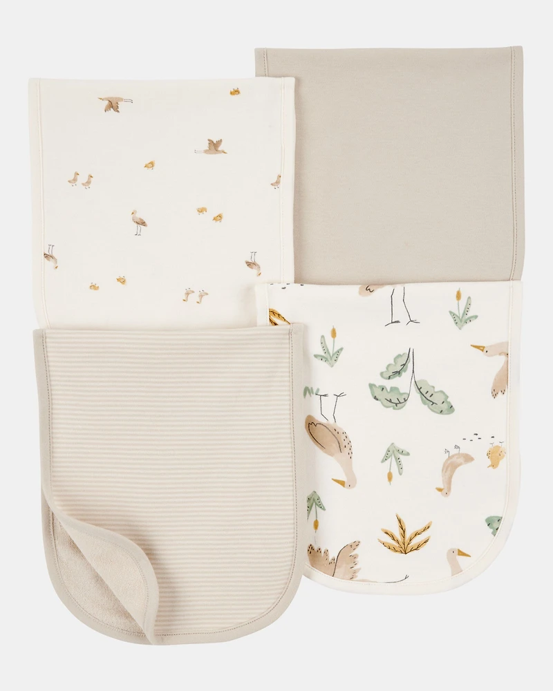 Baby 4-Pack Burp Cloths - Ivory/Brown