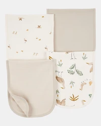 Baby 4-Pack Burp Cloths - Ivory/Brown