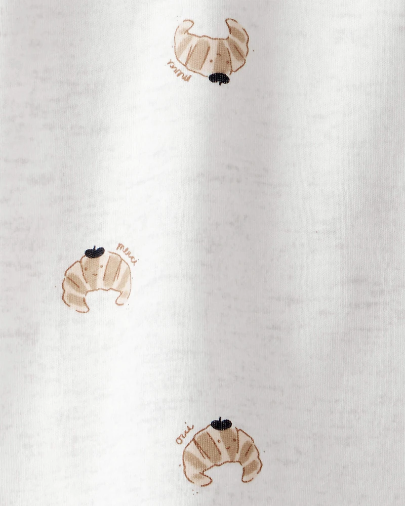 Baby Girl Pastry-Print Short-Sleeve Pocket Tee - Heather Grey