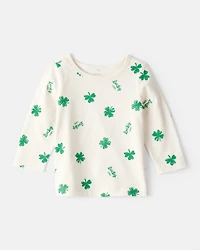 Baby Girl St. Patrick's Day 3-Piece Shamrock Long-Sleeve Top & Skirt Set - Green
