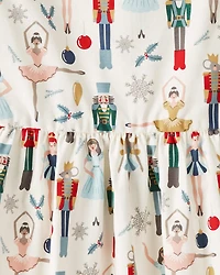Girls Organic Cotton Dress in Nutcracker Print