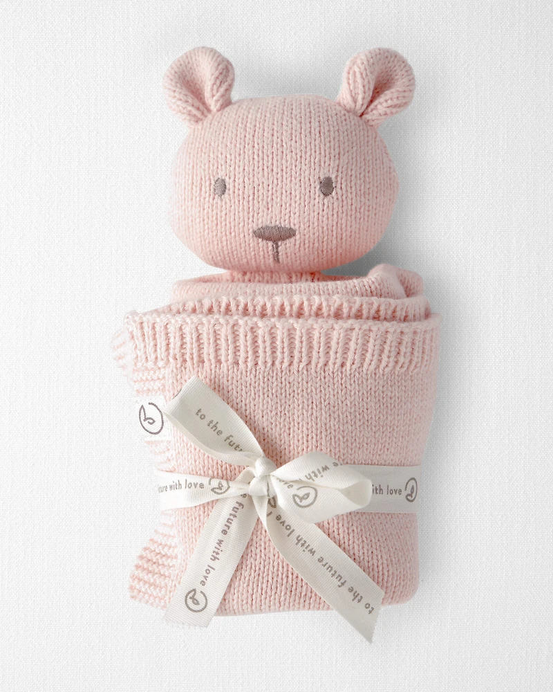 Baby Girl Organic Cotton Bear Lovey
