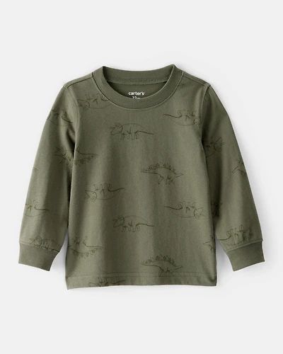 Baby Boy Dinosaur Print Long-Sleeve Tee - Green