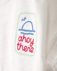 Baby Boy 2-Piece 'Ahoy There' Graphic Tee & Sailboat Shorts Set - White/Blue