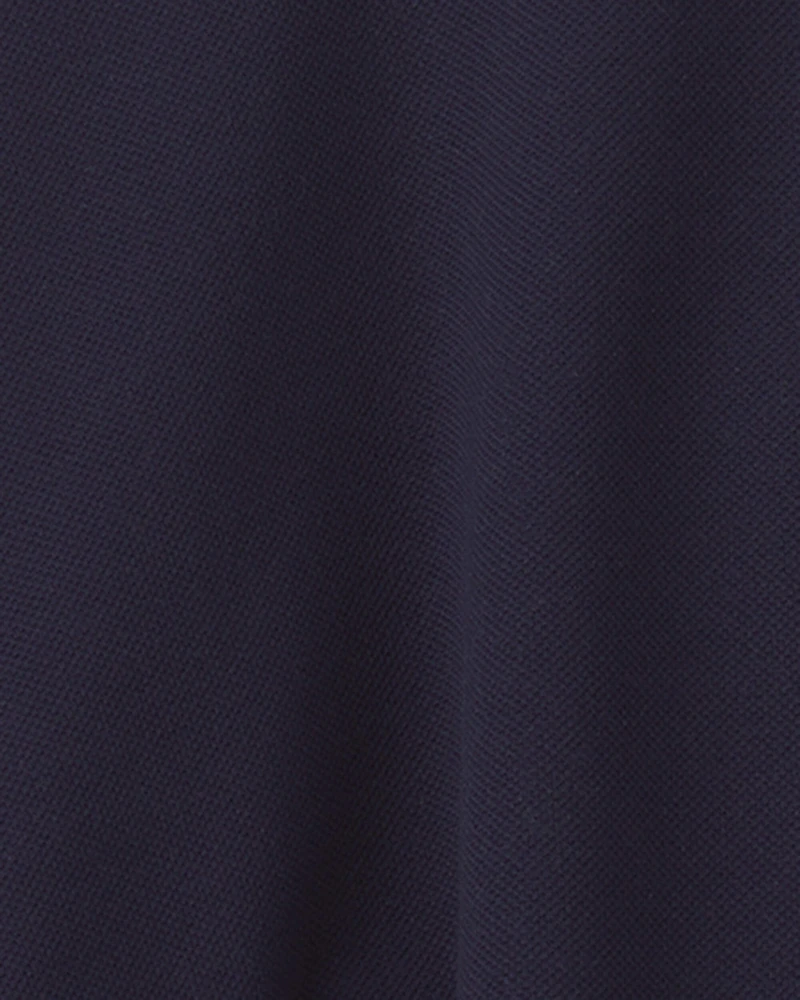Toddler Girl Uniform Piqué Short-Sleeve Dress - Navy