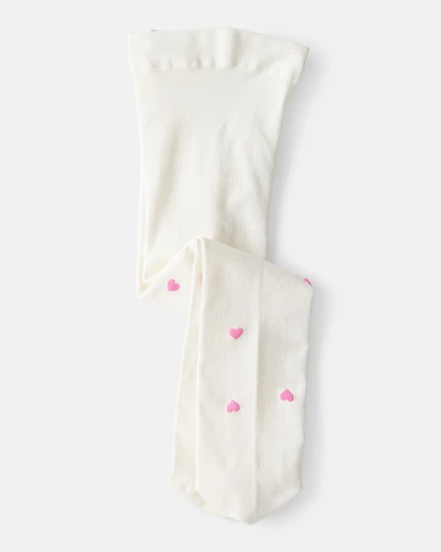 Baby Girl Heart Tights - Pink/White