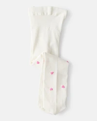 Baby Girl Heart Tights - Pink/White