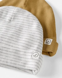Baby 2-Pack Organic Cotton Rib Caps