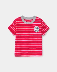 Toddler Boy 2-Piece Striped T-Shirt & Shorts Set - Red/Khaki