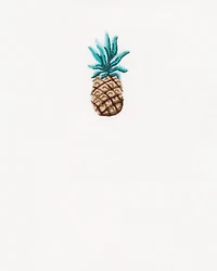 Kid 2-Piece Pineapple Graphic Tee & Linen Look-Alike Flowy Pull-On Shorts Set - White/Blue