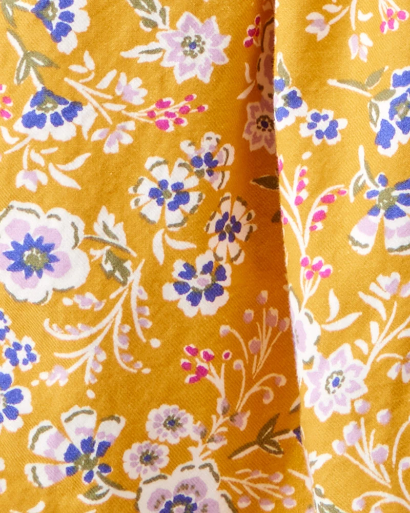 Kid 2-Piece Button-Front Cardigan & Floral Skort Set - White/Gold