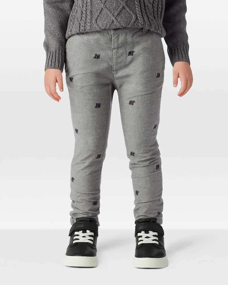 Toddler Boy Bear Print Dress Pants - Grey