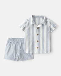 Baby Boy 2-Piece Top & Short Set - Blue