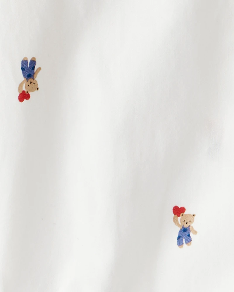 Baby Boy Bear Print Long-Sleeve Button-Down Bodysuit - White