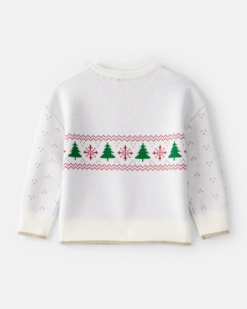 Toddler Girl Christmas Disney© Minnie Mouse Long-Sleeve Sweater - Cream