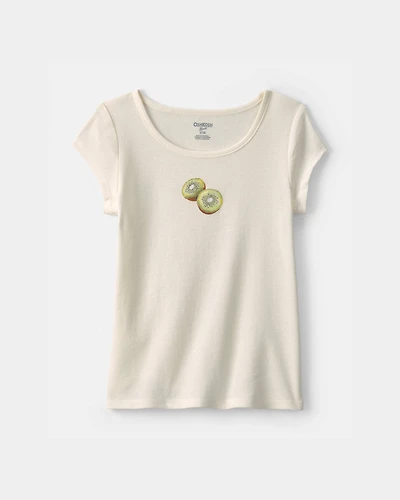Girls Kiwi Ribbed Tee - Ivory