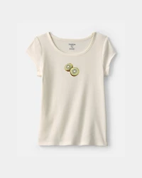 Girls Kiwi Ribbed Tee - Ivory