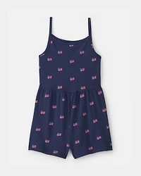 Girls American Flag Romper - Navy Blue