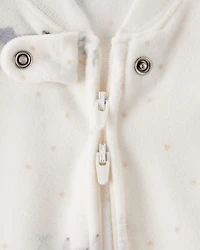 Baby Elephant Print Long-Sleeve Wearable Blanket - White