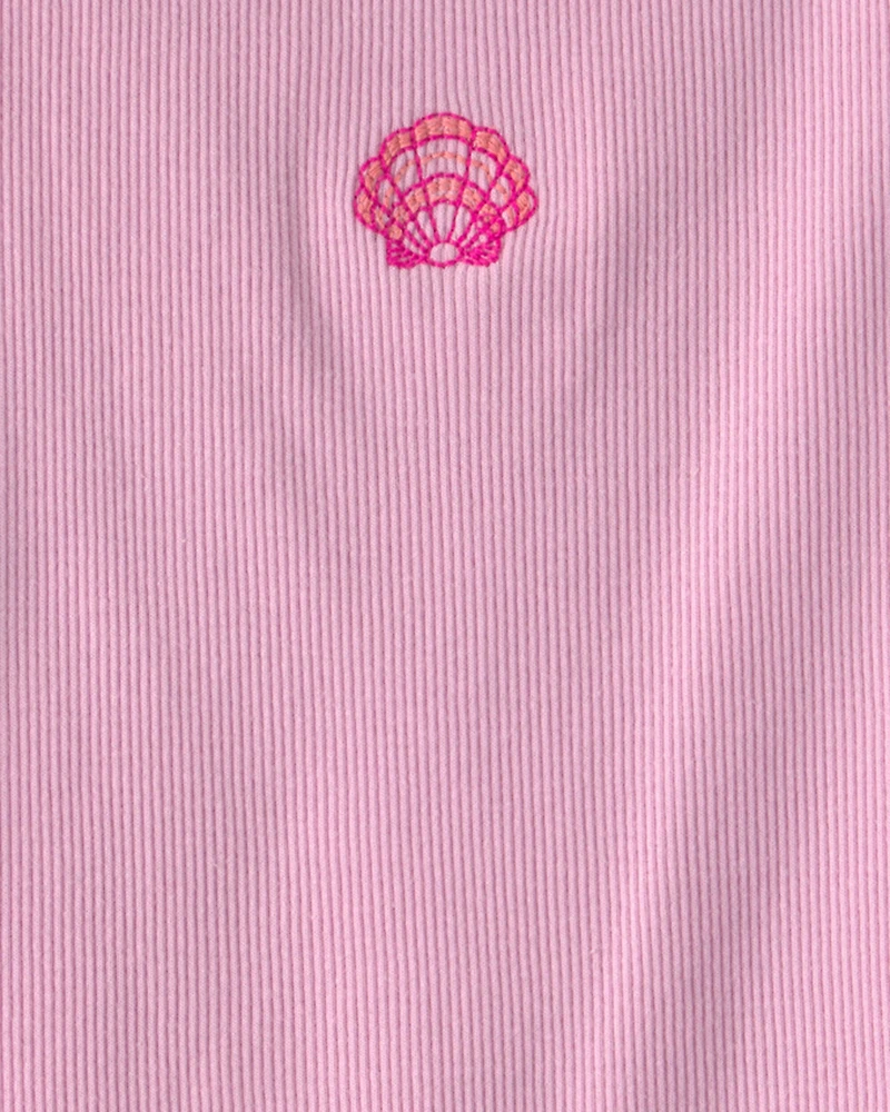 Girls Shell Embroidered Tank Top - Pink