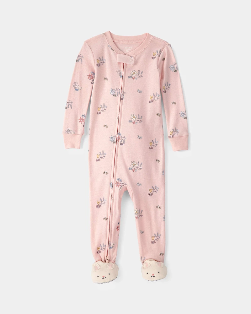 Baby Girl Easter Bunny 100% Cotton Snug Fit 1-Piece Pajama - Pink