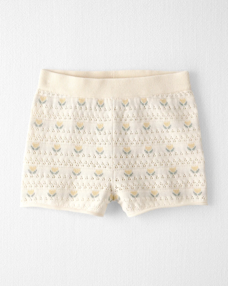 Toddler Girl Organic Cotton Sweater Knit Set in Honey Floral Print