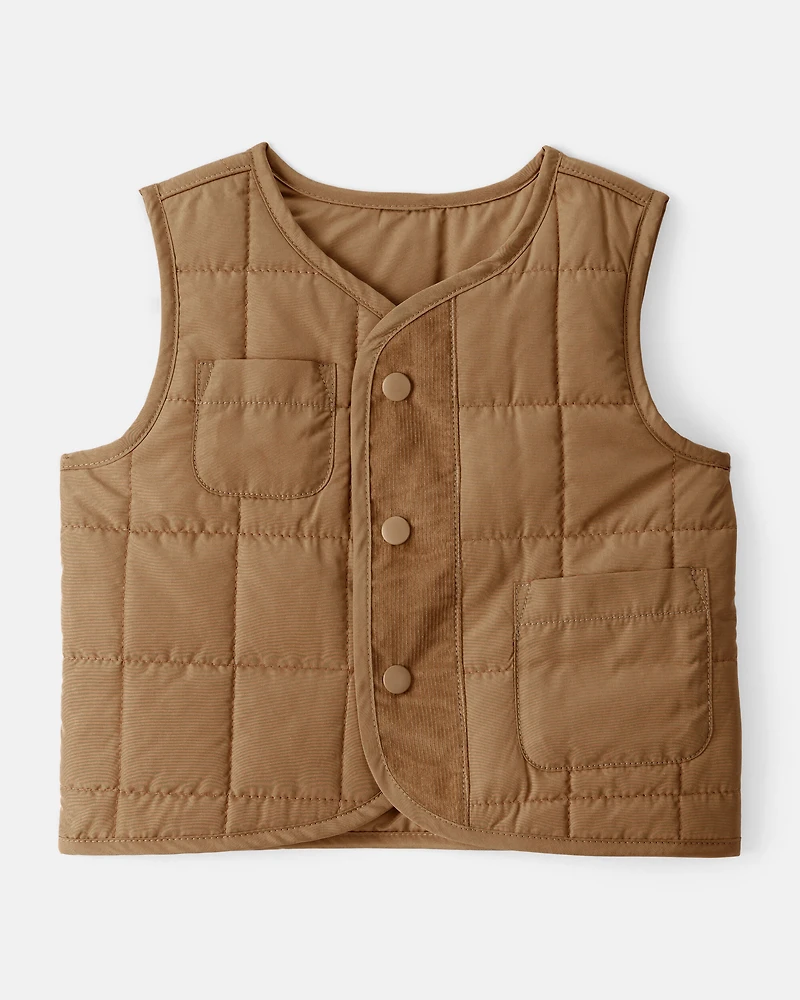 Baby Boy Sleeveless Puffer Vest - Brown