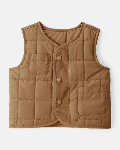 Baby Boy Sleeveless Puffer Vest - Brown