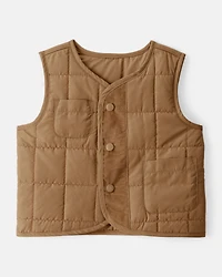 Baby Boy Sleeveless Puffer Vest - Brown