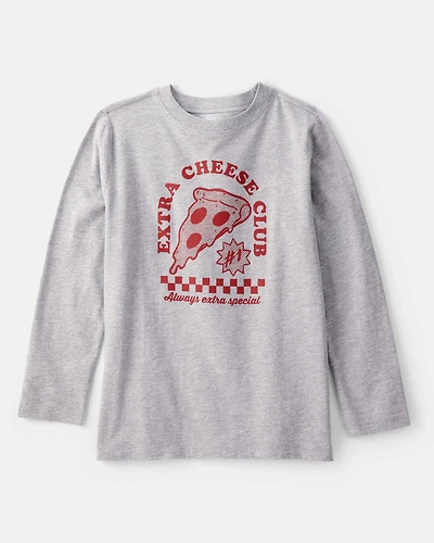 Boys Pizza Long-Sleeve Graphic Tee - Grey