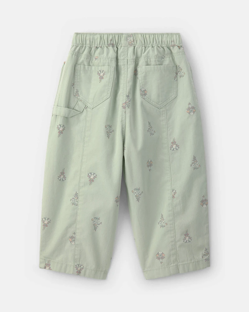Toddler Girl Floral Barrel Pants - Green