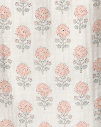Toddler Girl Organic Cotton Gauze Jumpsuit in Rosebud Petal Print