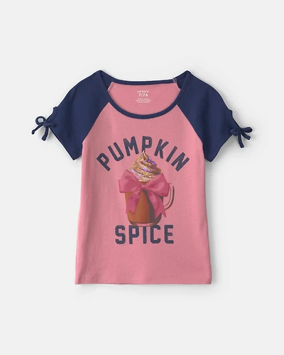Girls 'Pumpkin Spice' Graphic Tee - Pink/Blue