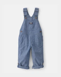 Toddler Boy Chambray Cuffed Overalls - Medium Wash