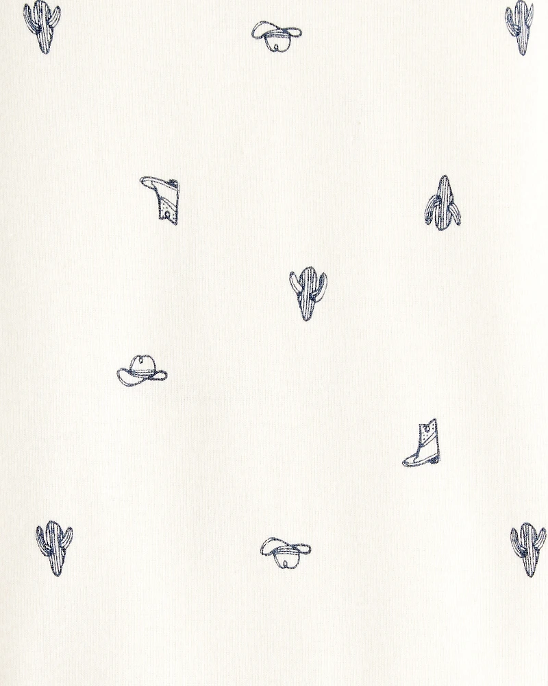 Baby Boy 5-Pack Cowboy Print Cotton Multipack Bodysuits - Blue/White/Orange/Green