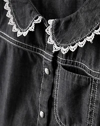 Baby Girl Western Denim Long-Sleeve Top - Black