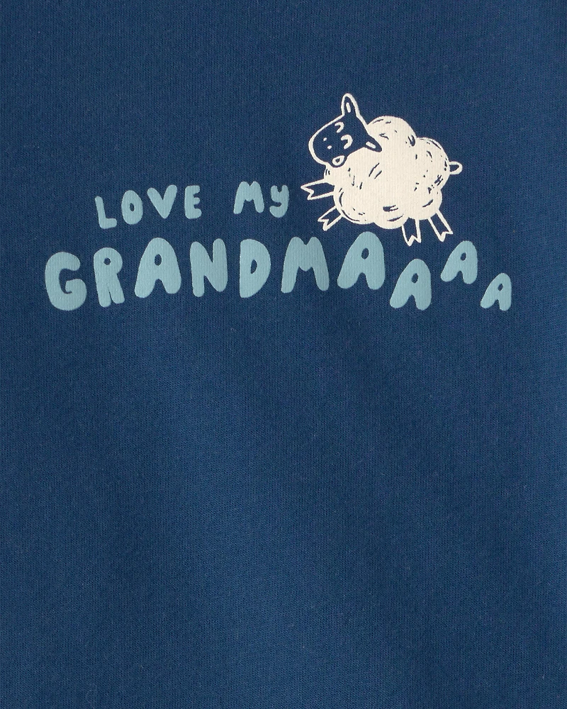Baby 'Love My Grandma' Sheep Graphic Bodysuit - Blue