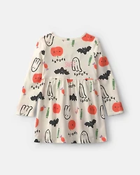 Toddler Girl Pumpkin Long-Sleeve Dress - Cream