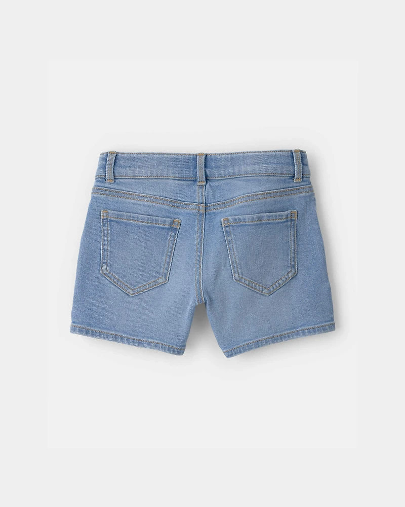 Girls Denim Utility Shorts - Light Wash