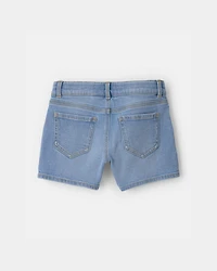 Girls Denim Utility Shorts - Light Wash