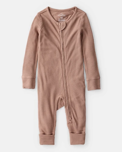 Baby Solid PurelySoft Long-Sleeve 2-Way Zip Sleep & Play Pajamas - Brown