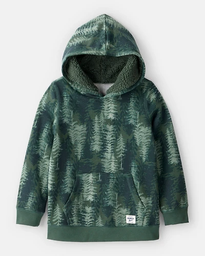 Kid DayDream Fleece Sherpa Tree Long-Sleeve Hoodie - Green