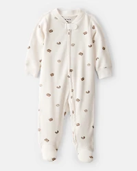 Baby Pastry Print Cotton Long-Sleeve Snug Fit Sleep & Play Pajamas - Cream