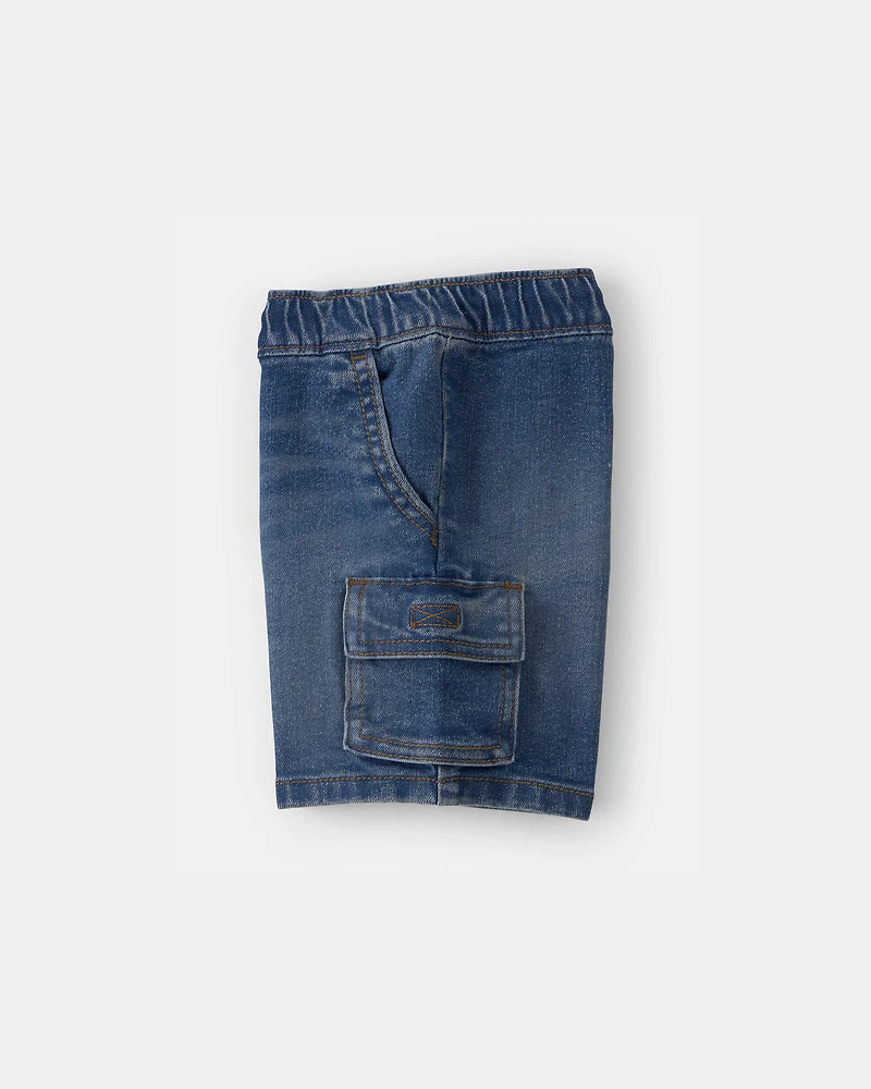 Toddler Boy Denim Drawstring Cargo Shorts - Dark Wash