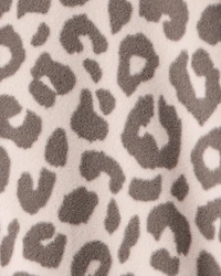 Girls Leopard Print Fleece Long-Sleeve Loose Fit 1-Piece Pajamas -Brown