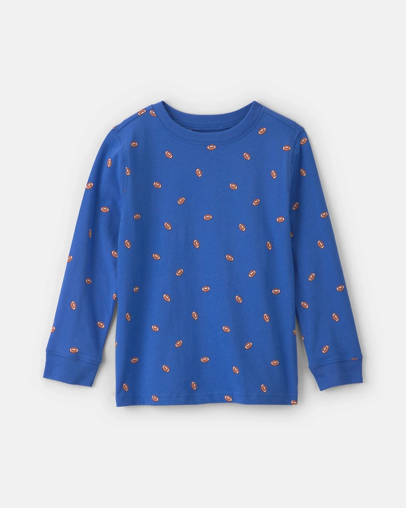 Boys Football Long-Sleeve T-Shirt - Blue