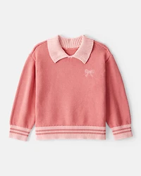 Toddler Girl 2-Piece Bow Sweater & Plaid Knit Skort Set - Pink